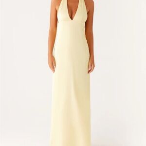Peppermayo Alicia halter satin maxi dress - yellow
